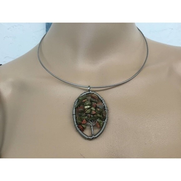 Tree of Life Stone Wire Necklace - Picture 1 of 3